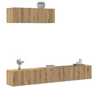 Vidaxl Set De Meuble Tv 3 Pièces Monté Au Mur En Chêne Noir En Bois D'ingénierie