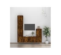 Ensemble de Meubles TV 4 pcs, Armoires de Télévision Murales avec Portes, Meubles Télé Salon, Moderne, Chêne Fumé Bois d'Ingénierie