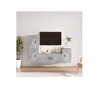 Ensemble de Meubles TV 4 pcs, Armoires de Télévision Murales, Meubles Télé Salon Salle de Séjour Intérieur, Gris Béton Bois d'Ingénierie