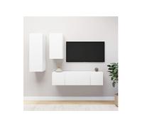 vidaXL Ensemble de meuble TV 4 pcs Blanc Aggloméré
