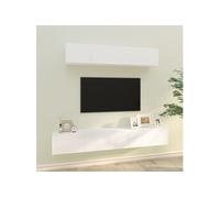 Vidaxl Ensemble De Meubles Tv 4 Pcs Blanc Bois D'ingénierie Blanc