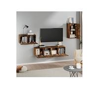 Ensemble de meubles TV 4 pcs Chêne fumé Bois d'ingénierie
