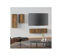 Ensemble de Meubles TV 4pcs Chêne Fumé Bois d'Ingénierie Divertissement vidaXL