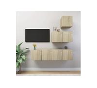 Vidaxl Ensemble De Meubles Tv 4 Pcs Chêne Sonoma Bois D'ingénierie Multicolore