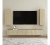 Ensemble de Meubles TV 4 pcs Gris Béton Aggloméré Armoires Stéréo Salon vidaXL