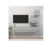 Vidaxl Ensemble De Meubles Tv 4 Pcs Gris Béton Bois D'ingénierie Gris