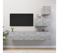 Ensemble de meubles TV 4 pcs Gris béton Bois d ingénierie