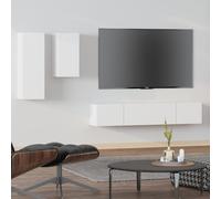 4-delige Tv-meubelset bewerkt hout wit3114630