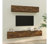 vidaXL Ensemble de meubles TV 4 pcs Chêne fumé Bois d'ingénierie Marron