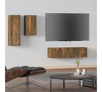 vidaXL Ensemble de meubles TV 4 pcs Chêne fumé Bois d'ingénierie Marron G