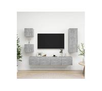 vidaXL Ensemble de meuble TV 5 pcs Gris béton Aggloméré
