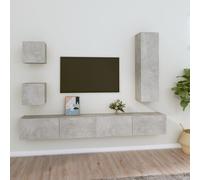 Vidaxl Ensemble De Meubles Tv 5 Pcs Gris Béton Bois D'ingénierie Marron