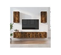 Ensemble de Meubles TV 6 pcs, Armoires de Télévision Murales, Meubles Télé Salon Salle de Séjour Intérieur, Chêne Fumé Bois d'Ingénierie 3188691