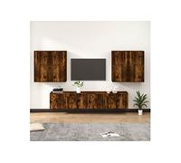 Ensemble de Meubles TV 6 pcs, Armoires de Télévision Murales, Meubles Télé Salon Salle de Séjour Intérieur, Chêne Fumé Bois d'Ingénierie