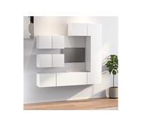 Vidaxl Ensemble De Meubles Tv 6 Pcs Blanc Bois D'ingénierie Blanc