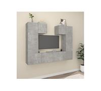 Ensemble de meubles TV 6 pcs Gris béton Bois d ingénierie