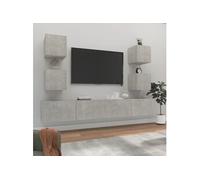 Ensemble de Meubles TV 6 pcs Noir Bois d'Ingénierie Divertissement vidaXL