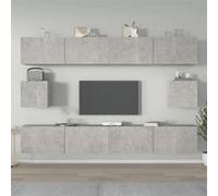 Ensemble de meubles TV 6 pcs Gris béton Bois d ingénierie Gris G