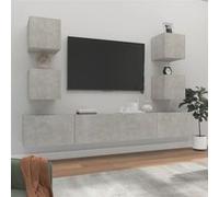 Ensemble de meubles TV 6 pcs Gris béton Bois d ingénierie
