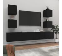 Ensemble de Meubles TV 6 pcs Noir Bois d'Ingénierie Divertissement vidaXL