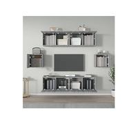 Ensemble de Meubles TV 6 pcs Blanc Bois d'Ingénierie Divertissement vidaXL