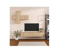 Ensemble de Meubles TV 7 pcs Centres de Divertissement Armoires Multimédia Meubles de Salle de Séjour Intérieur Chêne Sonoma Bois d'Ingénierie