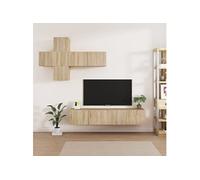 Ensemble de Meubles TV 7 pcs Centres de Divertissement Armoires Multimédia Meubles de Salle de Séjour Intérieur Chêne Sonoma Bois d'Ingénierie
