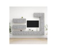 Vidaxl Ensemble De Meuble Tv 7 Pcs Gris Béton Aggloméré Gris