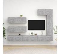 Ensemble de meubles TV 7 pcs Gris béton Bois d ingénierie