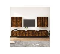 vidaXL Ensemble de Meubles TV 8 pcs, Armoires de Télévision Murales, Meubles Télé Salon Salle de Séjour Intérieur, Chêne Fumé Bois d'Ingénierie Marron G