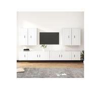Ensemble de Meubles TV 8 pcs, Armoires de Télévision Murales, Meubles Télé Salon Salle de Séjour Intérieur, Blanc Bois d'Ingénierie