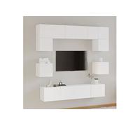 Ensemble de Meubles TV 8 pcs Centres de Divertissement Armoires Multimédia Meubles de Salle de Séjour Intérieur Blanc Bois d'Ingénierie