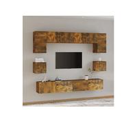 Ensemble de Meubles TV 8 pcs Centres de Divertissement Armoires Multimédia Meubles de Salle de Séjour Intérieur Chêne Fumé Bois d'Ingénierie