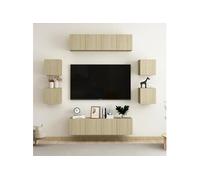 Ensemble de Meubles TV 8 pcs, Ensemble d'Armoires de Télévision avec Rangement, Meubles Télé de Salon, Chêne Sonoma Bois d'Ingénierie