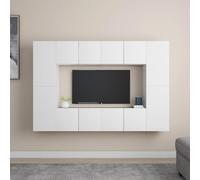 Ensemble de Meubles TV 8 pcs Gris Béton Aggloméré Armoires Stéréo vidaXL