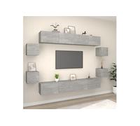 Ensemble de meubles TV 8 pcs Gris béton Bois d'ingénierie