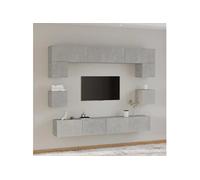 Ensemble de Meubles TV 8pcs Gris Béton Bois d'Ingénierie Divertissement vidaXL