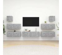 Ensemble de Meubles TV Armoires Salon 7 pcs Gris Béton Bois d'Ingénierie vidaXL