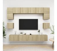 Ensemble de Meubles TV Armoires Salon 8 pcs Gris Béton Bois d'Ingénierie vidaXL