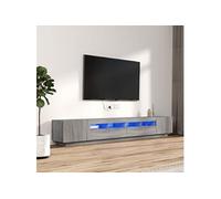 vidaXL Ensemble de Meubles TV avec Lumières LED 3 pcs Centres de Divertissement Armoires Multimédia Meubles de Salle de Séjour Sonoma Gris
