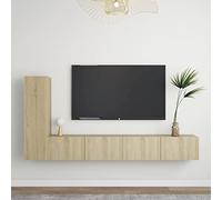 Ensemble de Meubles TV en Bois Chêne Sonoma, Lot de 3 Modules Muraux, Rangement Pratique, Meuble d'Appoint, Armoire de Rangement, adapté au Salon et à l’Entrée,Sonoma, 30.5x30x110 cm et 100x30x30 cm