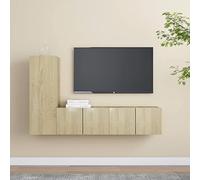 Ensemble de Meubles TV en Bois Chêne Sonoma, Lot de 3 Modules Muraux, Rangement Pratique, Meuble d'Appoint, Armoire de Rangement, adapté au Salon et à l’Entrée,Sonoma, 30.5x30x90 cm et 60x30x30 cm