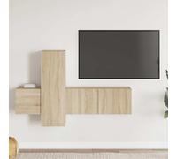 Ensemble de Meubles TV en Bois Composite, Style Moderne Mural, Rangement Fonctionnel, Meuble TV Design, Armoire de Rangement, Chêne Sonoma, Lot de 3, 80x30x30 cm / 30.5x30x90 cm / 30.5x30x30 cm