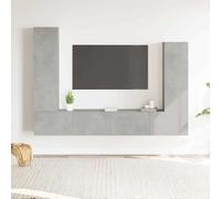 Ensemble de Meubles TV en Bois Gris Béton, Style Moderne, Modules de Rangement Muraux, Meuble d'Appoint, Armoire de Rangement, adapté au Salon et à l’Entrée, Couleur Gris Béton, 110/90/100x30x30.5 cm