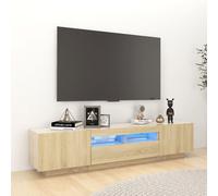 Ensemble de Meubles TV et Lumières LED 2pcs Chêne Marron Divertissement vidaXL