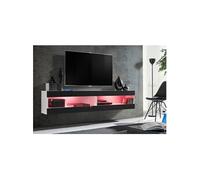 Ensemble de Meubles TV Komodee TIVOLI SET4 avec LED RGB - Blanc Noir 35 x 200 x 41 cm