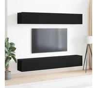 Ensemble de meubles TV mural 4 pièces en bois d'ingénierie noir chêne