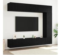 Ensemble de meubles TV mural - Chêne noir - 5 pièces - 2 portes - Style contemporain