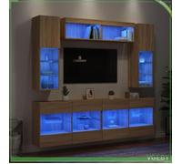 Ensemble de meubles TV muraux 6 pièces - FAF7291712416934 - Chêne Sonoma - LED RVB - Bois d'ingénierie résistant