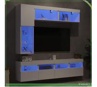 Ensemble de meubles TV muraux 7 pcs - FAF7291712416927 - LED RVB - Bois d'ingénierie résistant à l'humidité - Connecteur USB 5V